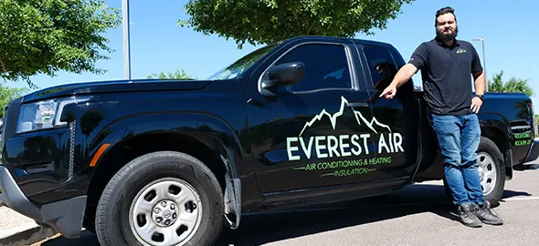 Everest Heating and Air Conditioning truck.